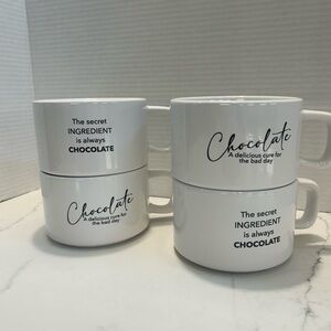 White Ceramic Mugs Set - Chocolate quotes